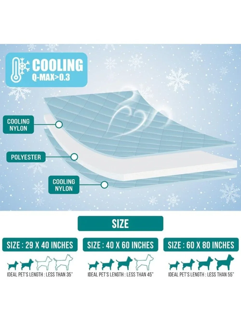 Lightweight Cooling Dog Blanket for Pets, Queen Size 90x90, Soft Blue Color
